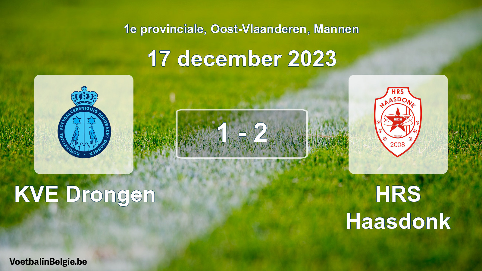 Gespeelde wedstrijd mannenvoetbal: KVE Drongen - HRS Haasdonk 1 - 2 (17 december 2023)