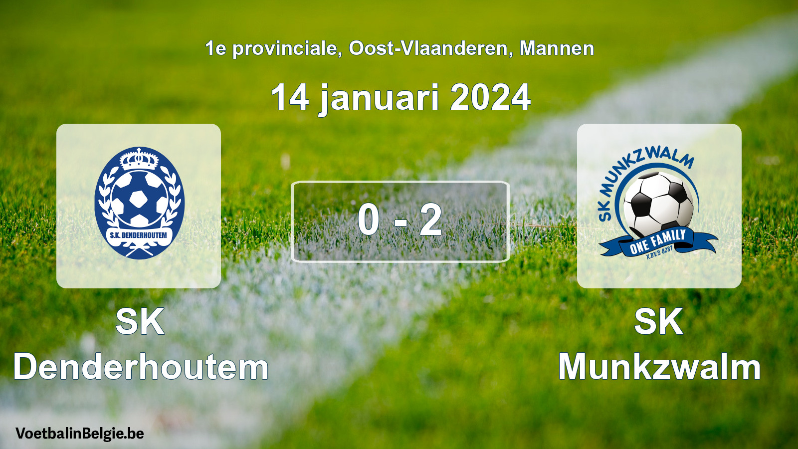 Gespeelde wedstrijd mannenvoetbal: SK Denderhoutem - SK Munkzwalm 0 - 2 (14 januari 2024)
