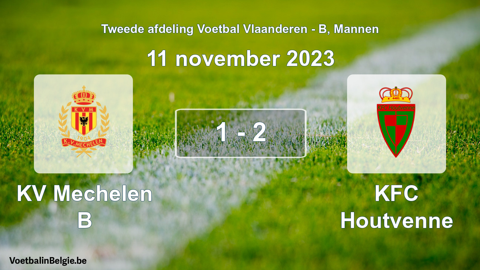 Gespeelde wedstrijd mannenvoetbal: KV Mechelen B - KFC Houtvenne 1 - 2 (11 november 2023)