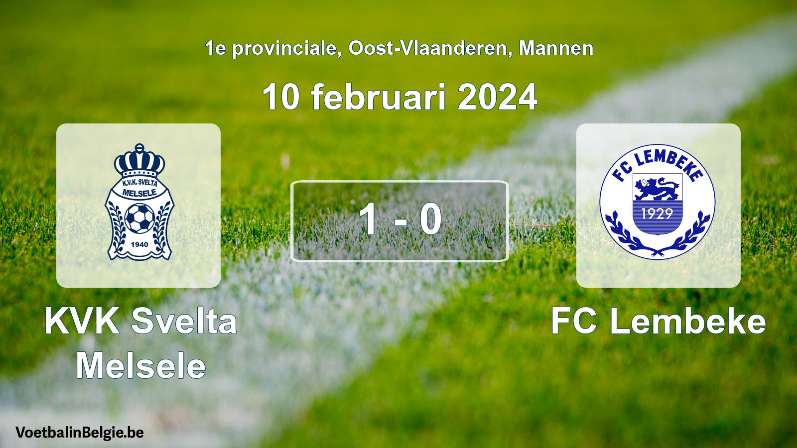 Gespeelde wedstrijd mannenvoetbal: KVK Svelta Melsele - FC Lembeke 1 - 0 (10 februari 2024)