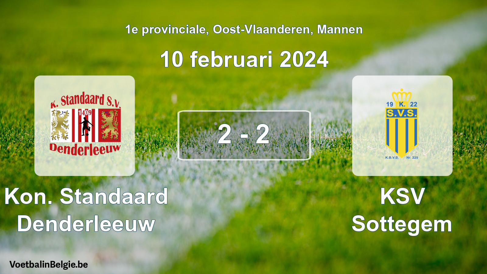Gespeelde wedstrijd mannenvoetbal: Kon. Standaard Denderleeuw - KSV Sottegem 2 - 2 (10 februari 2024)