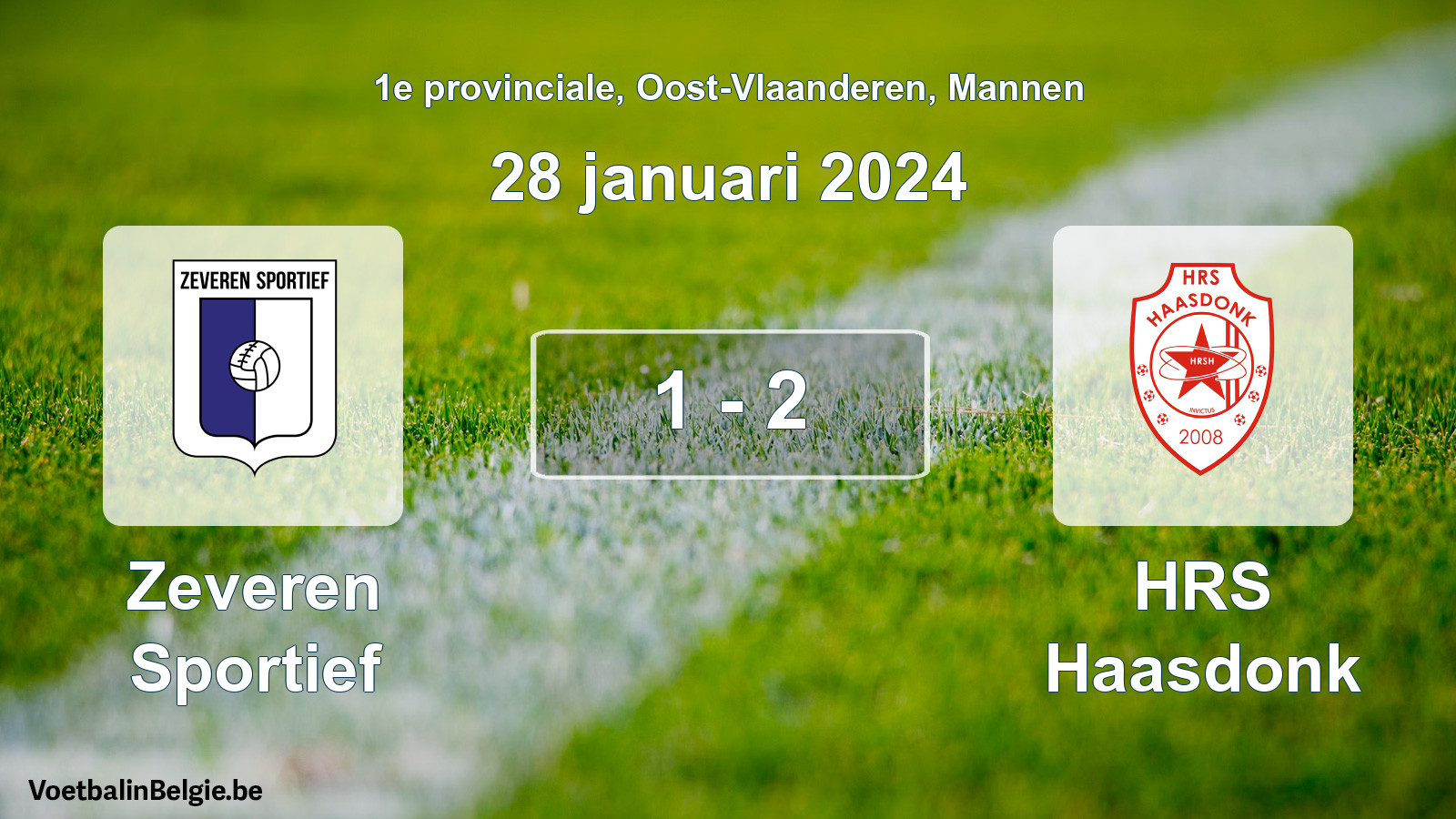 Gespeelde wedstrijd mannenvoetbal: Zeveren Sportief - HRS Haasdonk 1 - 2 (28 januari 2024)