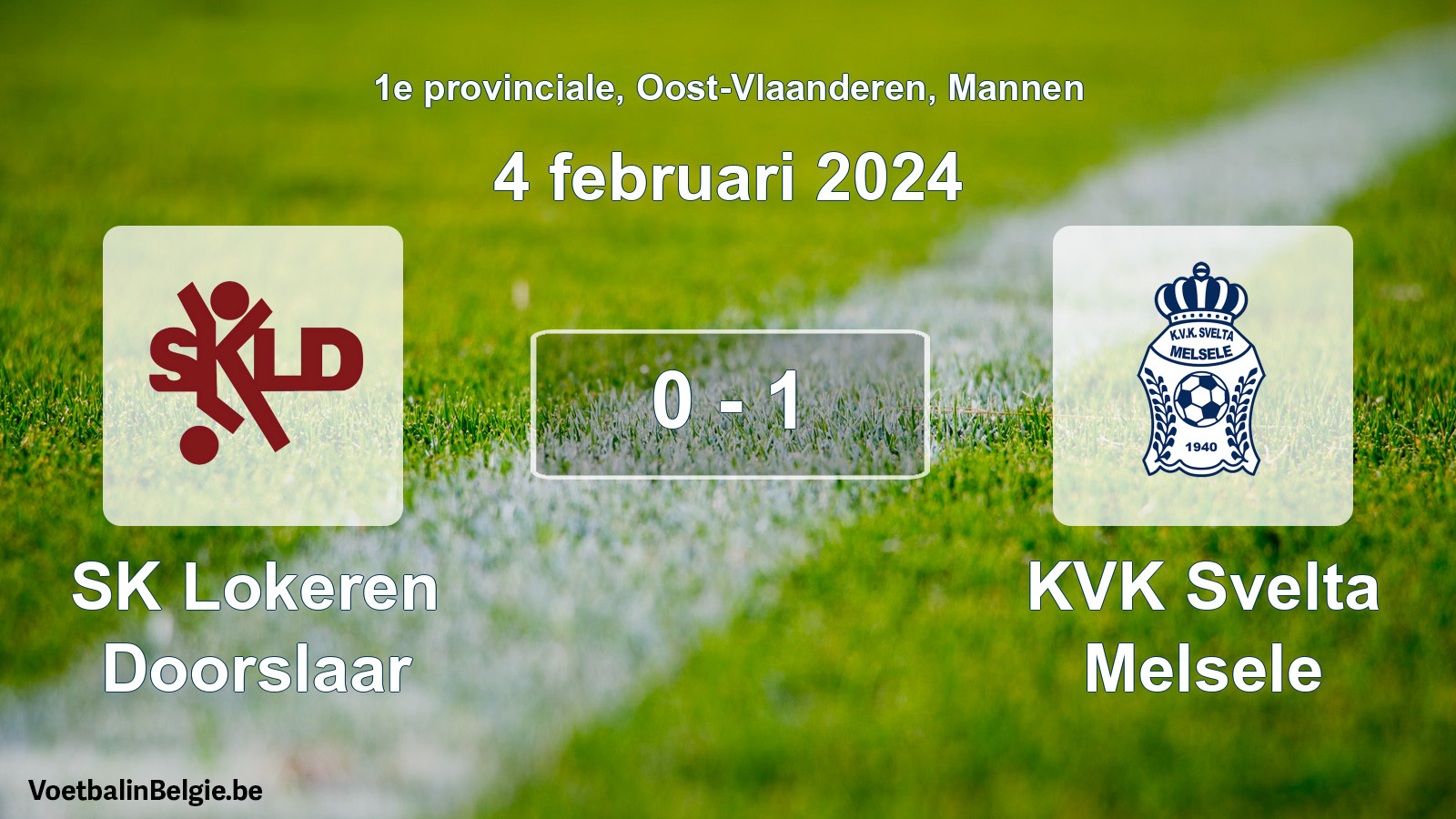 Gespeelde wedstrijd mannenvoetbal: SK Lokeren Doorslaar - KVK Svelta Melsele 0 - 1 (4 februari 2024)