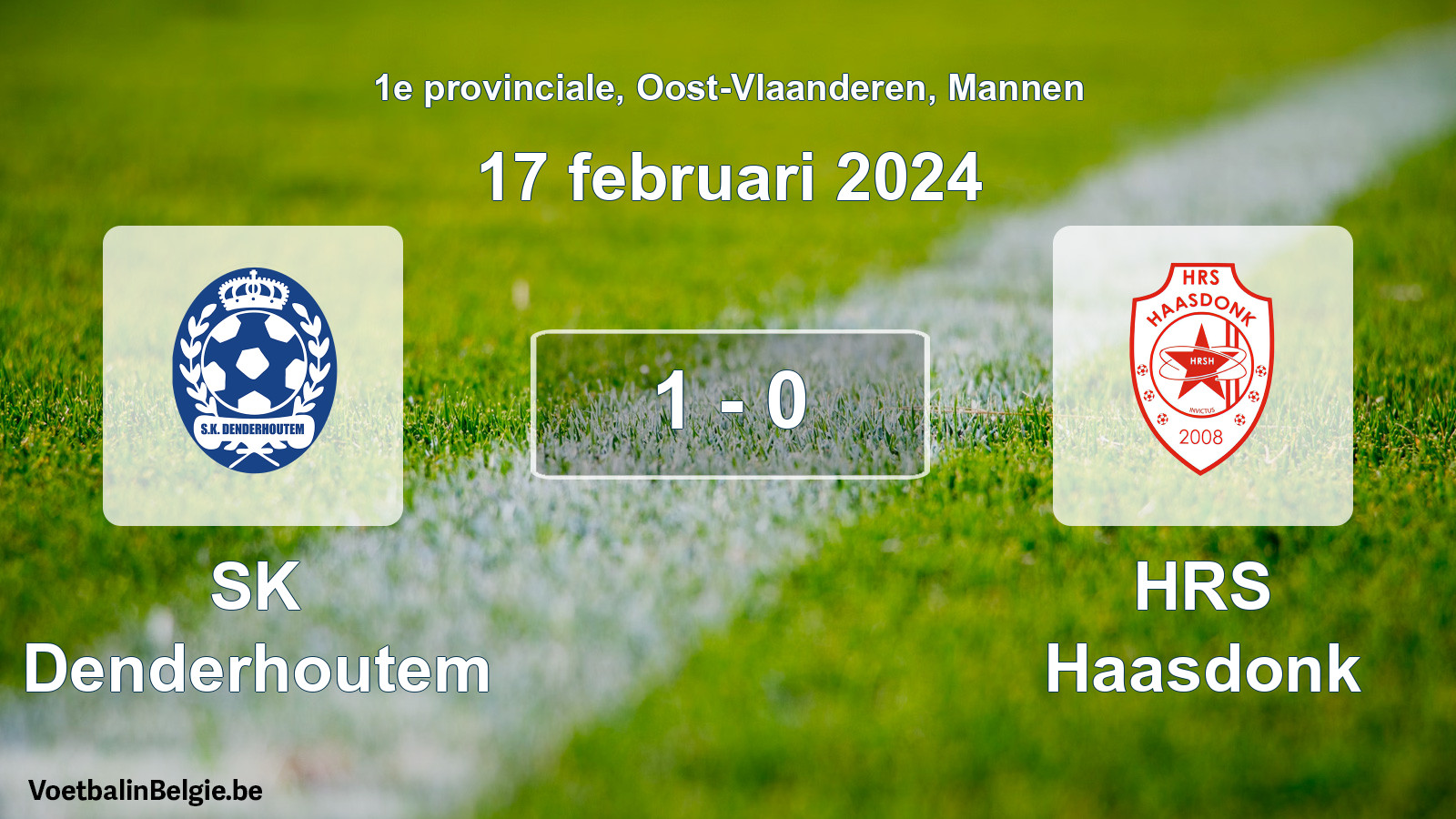 Gespeelde wedstrijd mannenvoetbal: SK Denderhoutem - HRS Haasdonk 1 - 0 (17 februari 2024)