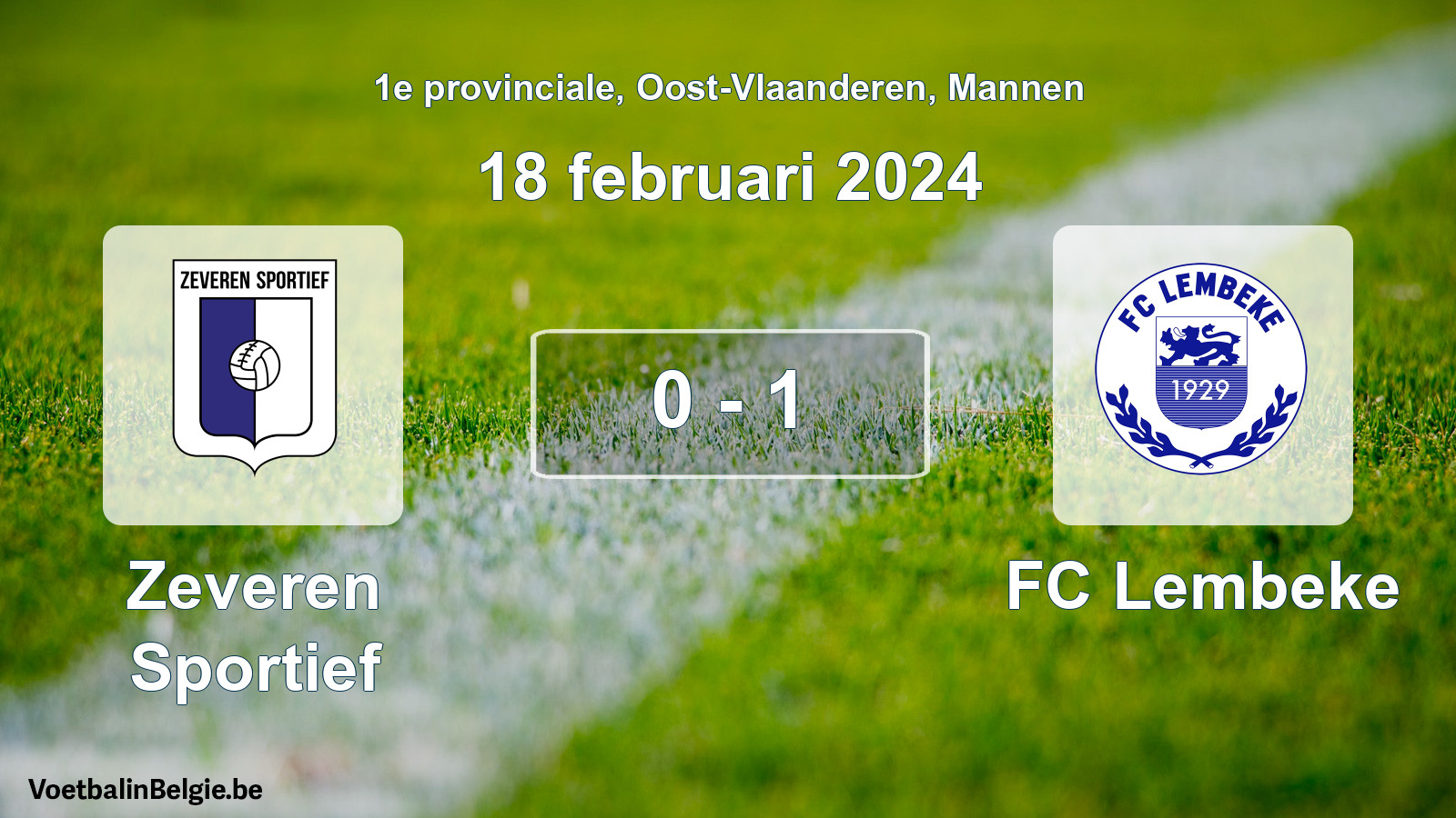 Gespeelde wedstrijd mannenvoetbal: Zeveren Sportief - FC Lembeke 0 - 1 (18 februari 2024)
