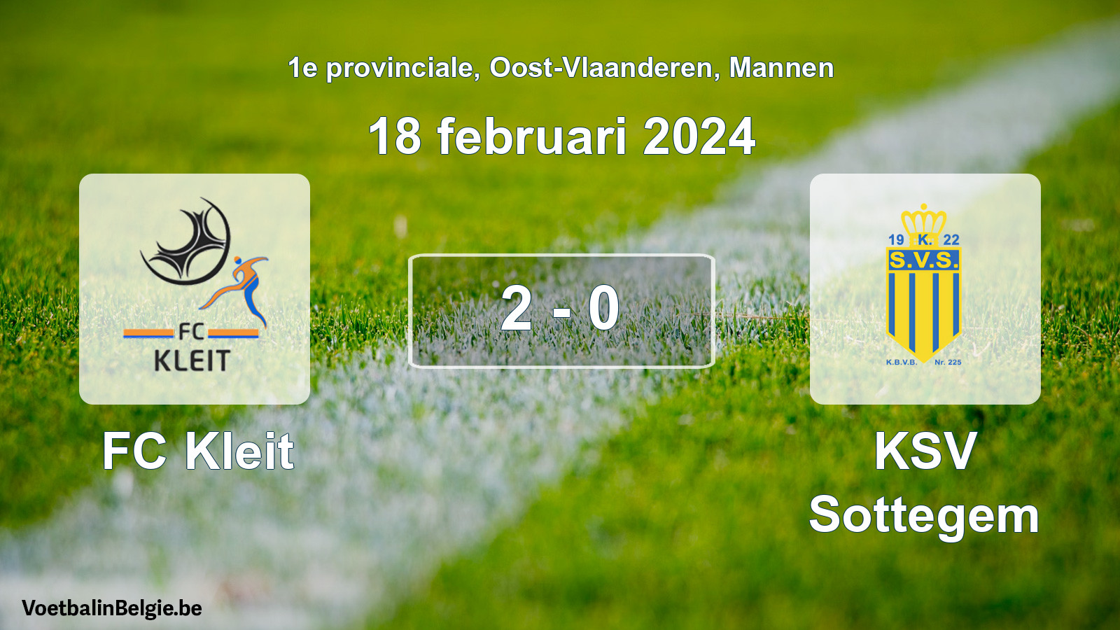 Played match men football: FC Kleit - KSV Sottegem 2 - 0 (18 February 2024)
