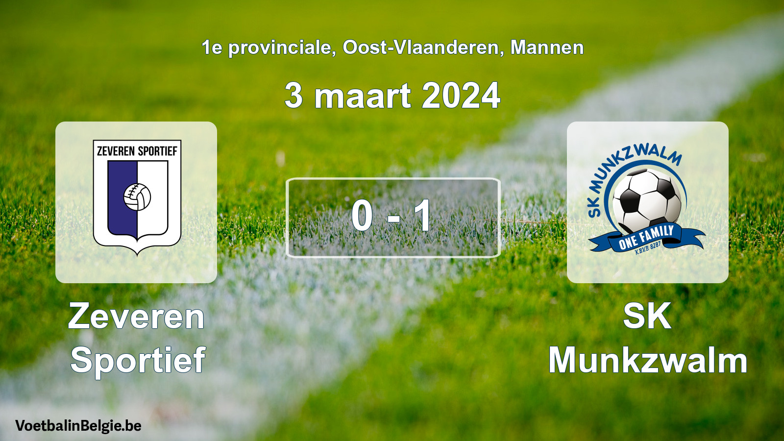 Gespeelde wedstrijd mannenvoetbal: Zeveren Sportief - SK Munkzwalm 0 - 1 (3 maart 2024)