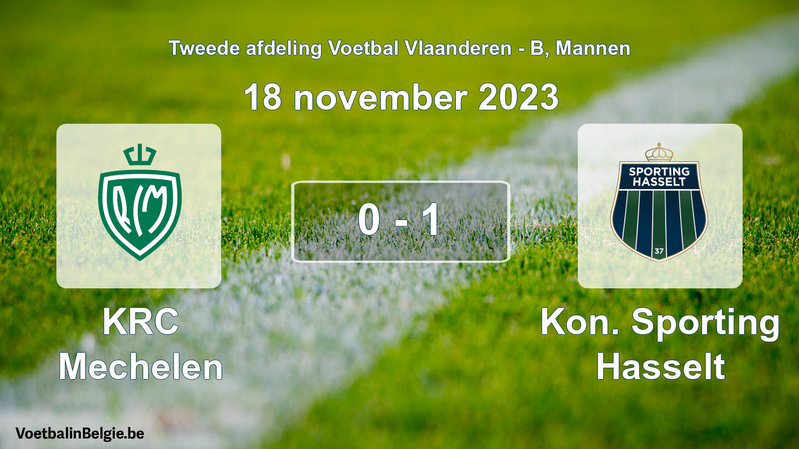 Gespeelde wedstrijd mannenvoetbal: KRC Mechelen - Kon. Sporting Hasselt 0 - 1 (18 november 2023)