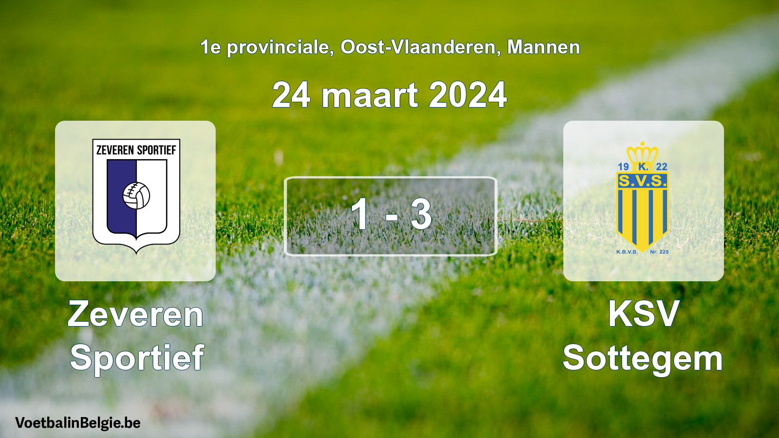 Gespeelde wedstrijd mannenvoetbal: Zeveren Sportief - KSV Sottegem 1 - 3 (24 maart 2024)