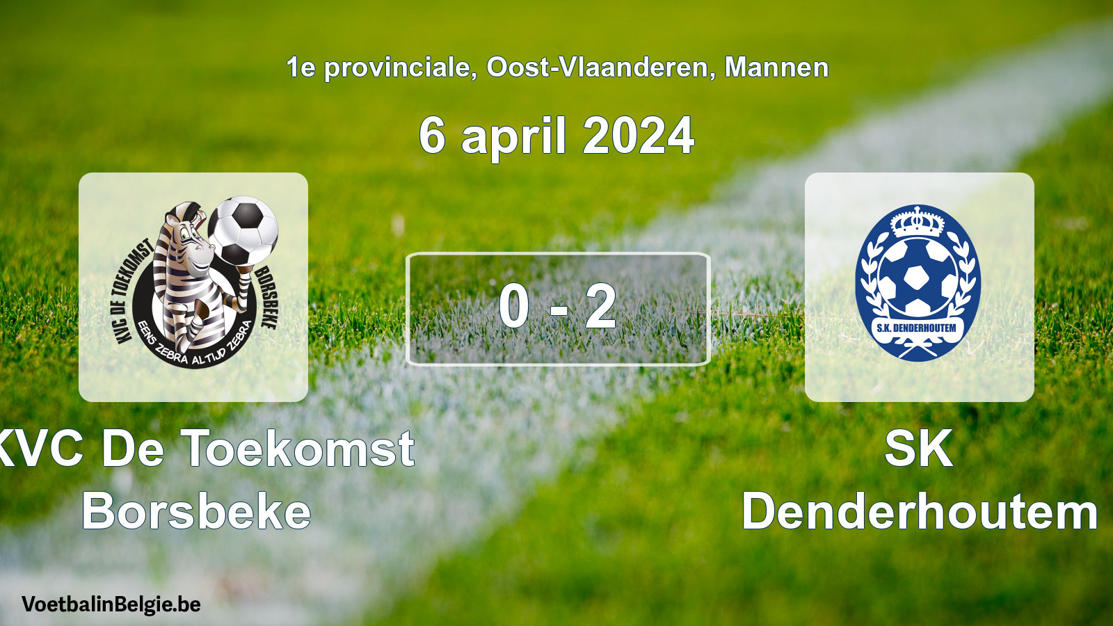 Gespeelde wedstrijd mannenvoetbal: KVC De Toekomst Borsbeke - SK Denderhoutem 0 - 2 (6 april 2024)