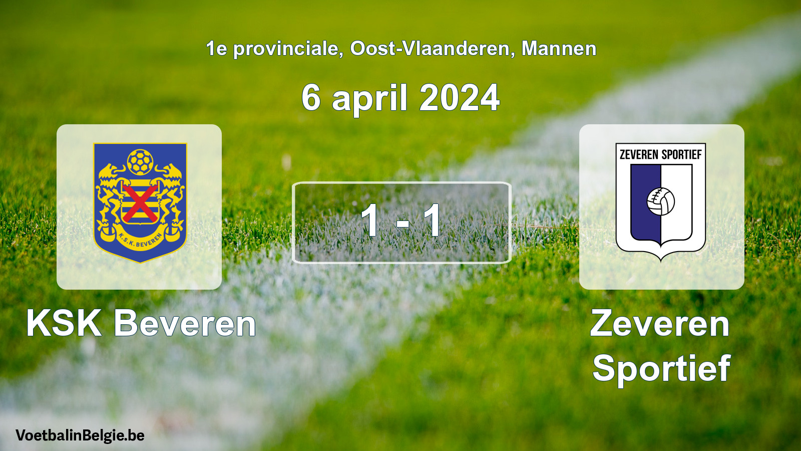 Gespeelde wedstrijd mannenvoetbal: KSK Beveren - Zeveren Sportief 1 - 1 (6 april 2024)