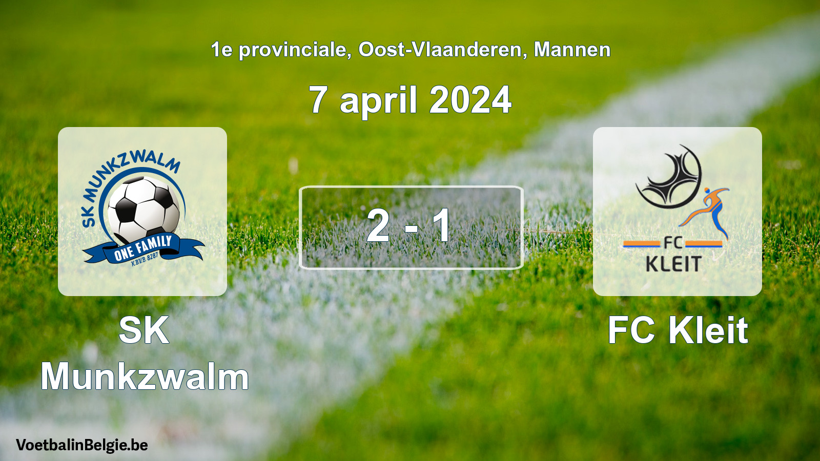 Gespeelde wedstrijd mannenvoetbal: SK Munkzwalm - FC Kleit 2 - 1 (7 april 2024)