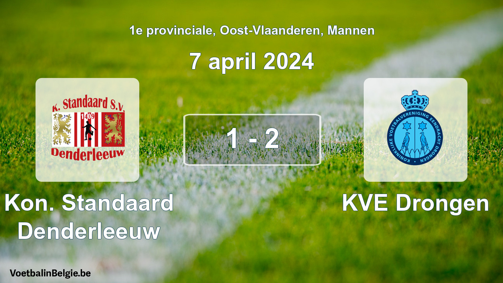 Gespeelde wedstrijd mannenvoetbal: Kon. Standaard Denderleeuw - KVE Drongen 1 - 2 (7 april 2024)