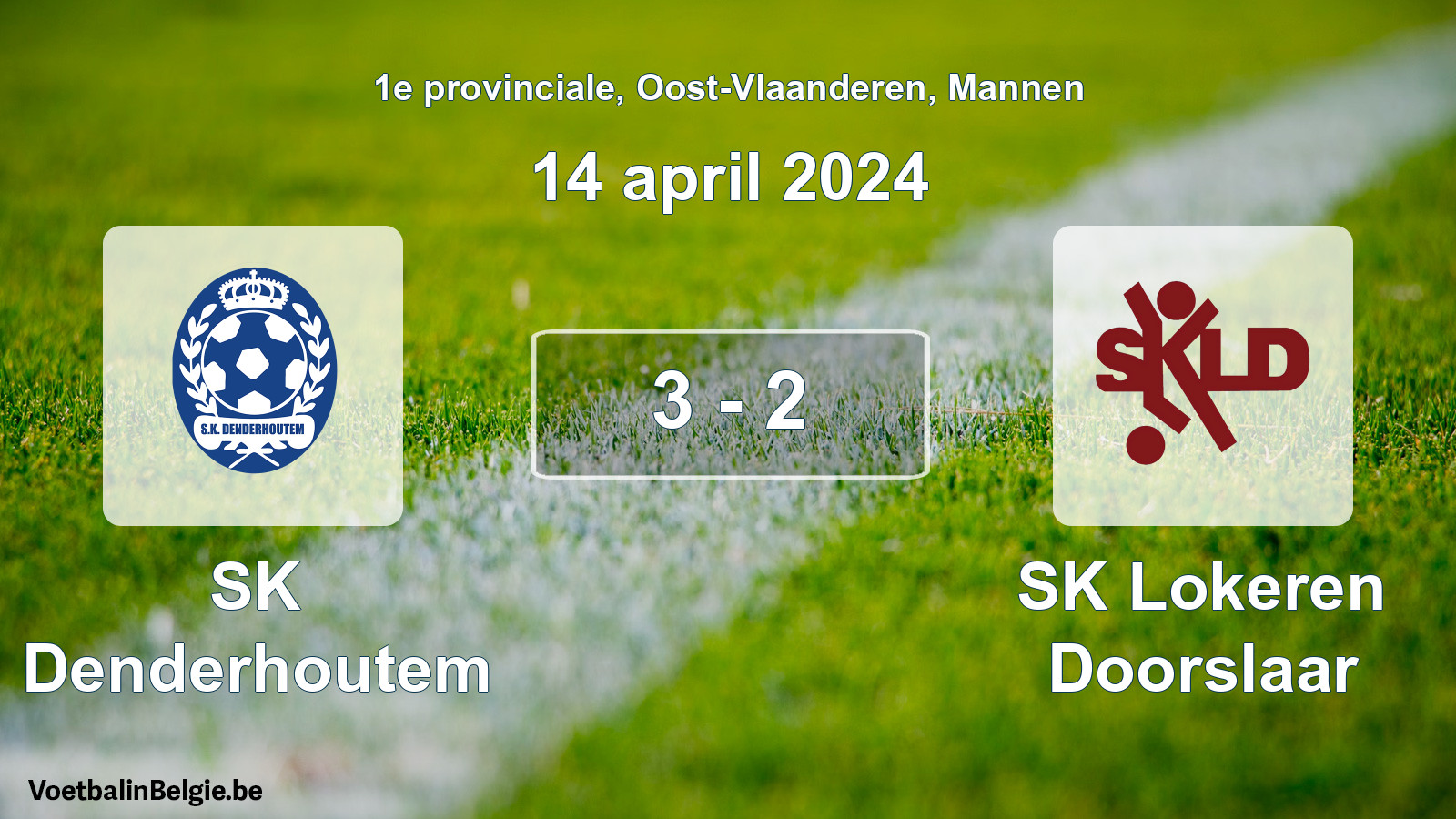 Gespeelde wedstrijd mannenvoetbal: SK Denderhoutem - SK Lokeren Doorslaar 3 - 2 (14 april 2024)