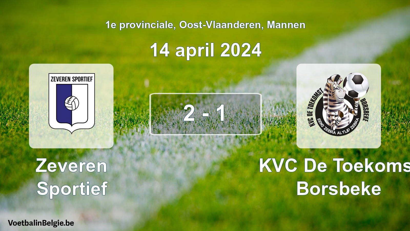 Gespeelde wedstrijd mannenvoetbal: Zeveren Sportief - KVC De Toekomst Borsbeke 2 - 1 (14 april 2024)