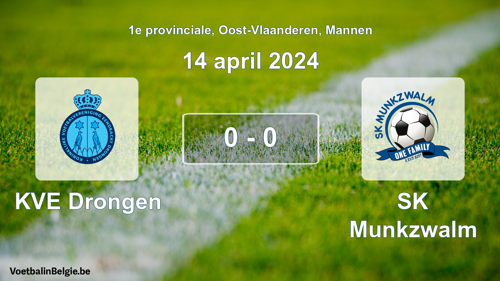 Gespeelde wedstrijd mannenvoetbal: KVE Drongen - SK Munkzwalm 0 - 0 (14 april 2024)