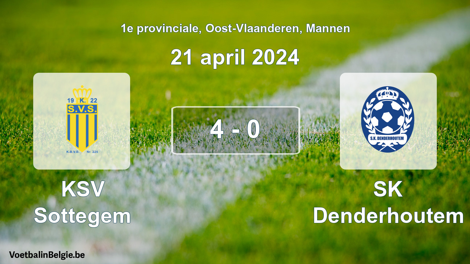 Gespeelde wedstrijd mannenvoetbal: KSV Sottegem - SK Denderhoutem 4 - 0 (21 april 2024)