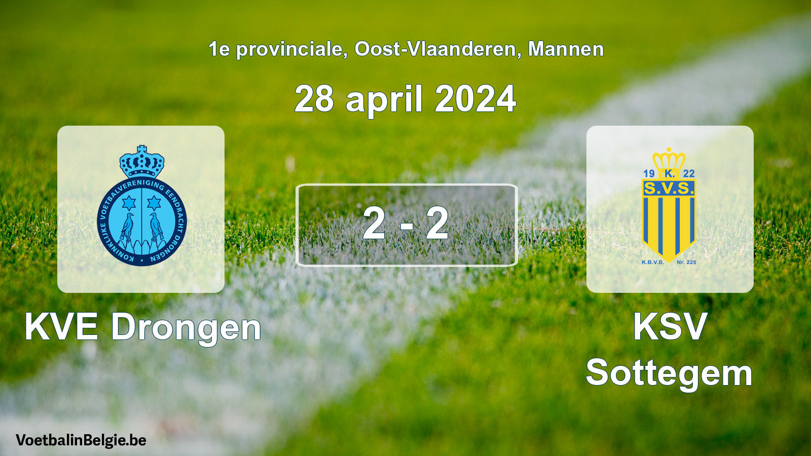 Gespeelde wedstrijd mannenvoetbal: KVE Drongen - KSV Sottegem 2 - 2 (28 april 2024)