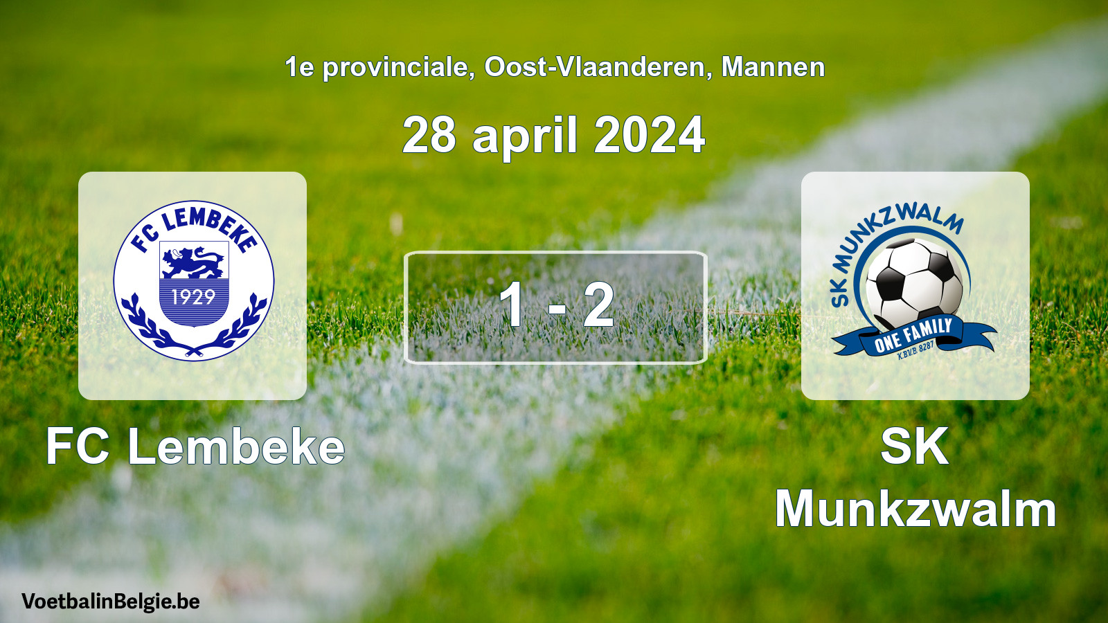 Gespeelde wedstrijd mannenvoetbal: FC Lembeke - SK Munkzwalm 1 - 2 (28 april 2024)