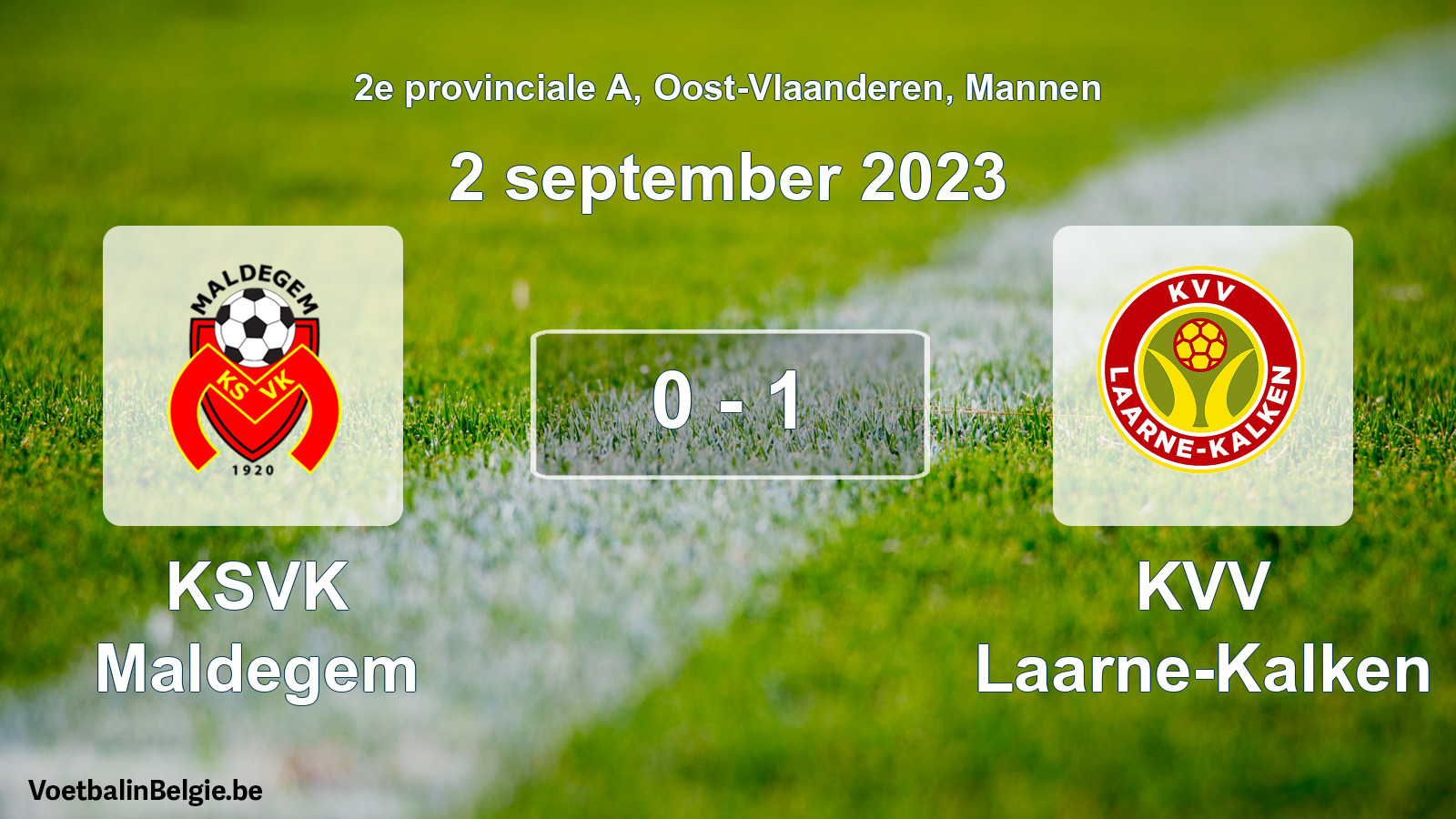 Gespeelde wedstrijd mannenvoetbal: KSVK Maldegem - KVV Laarne-Kalken 0 - 1 (2 september 2023)