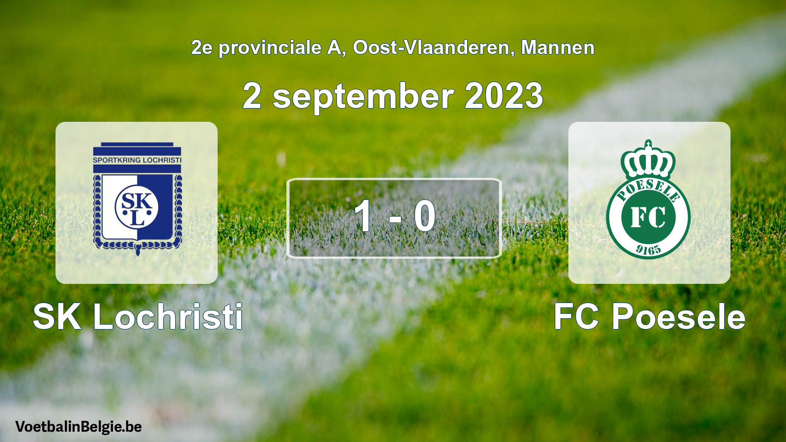Gespeelde wedstrijd mannenvoetbal: SK Lochristi - FC Poesele 1 - 0 (2 september 2023)