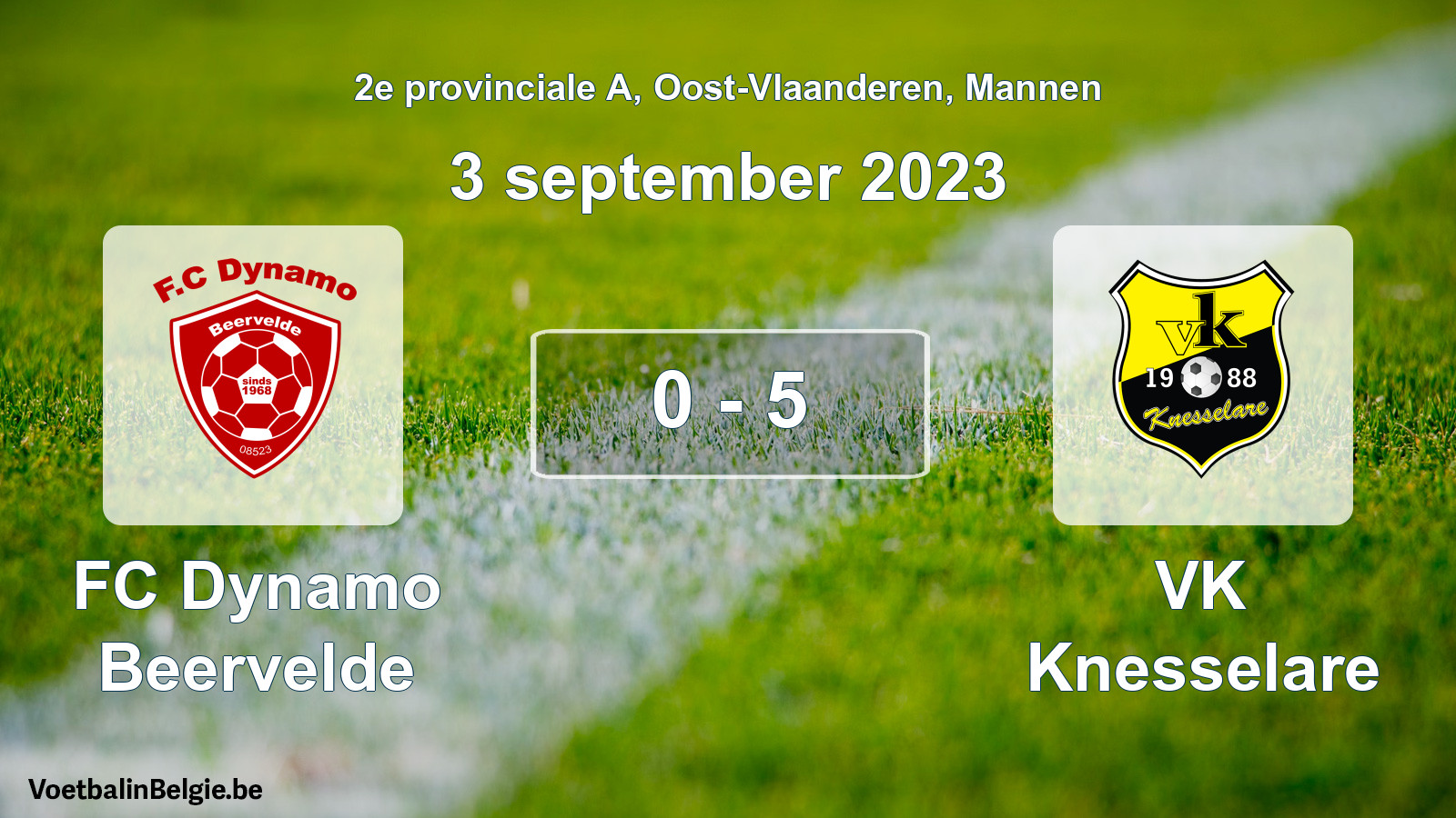 Gespeelde wedstrijd mannenvoetbal: FC Dynamo Beervelde - VK Knesselare 0 - 5 (3 september 2023)