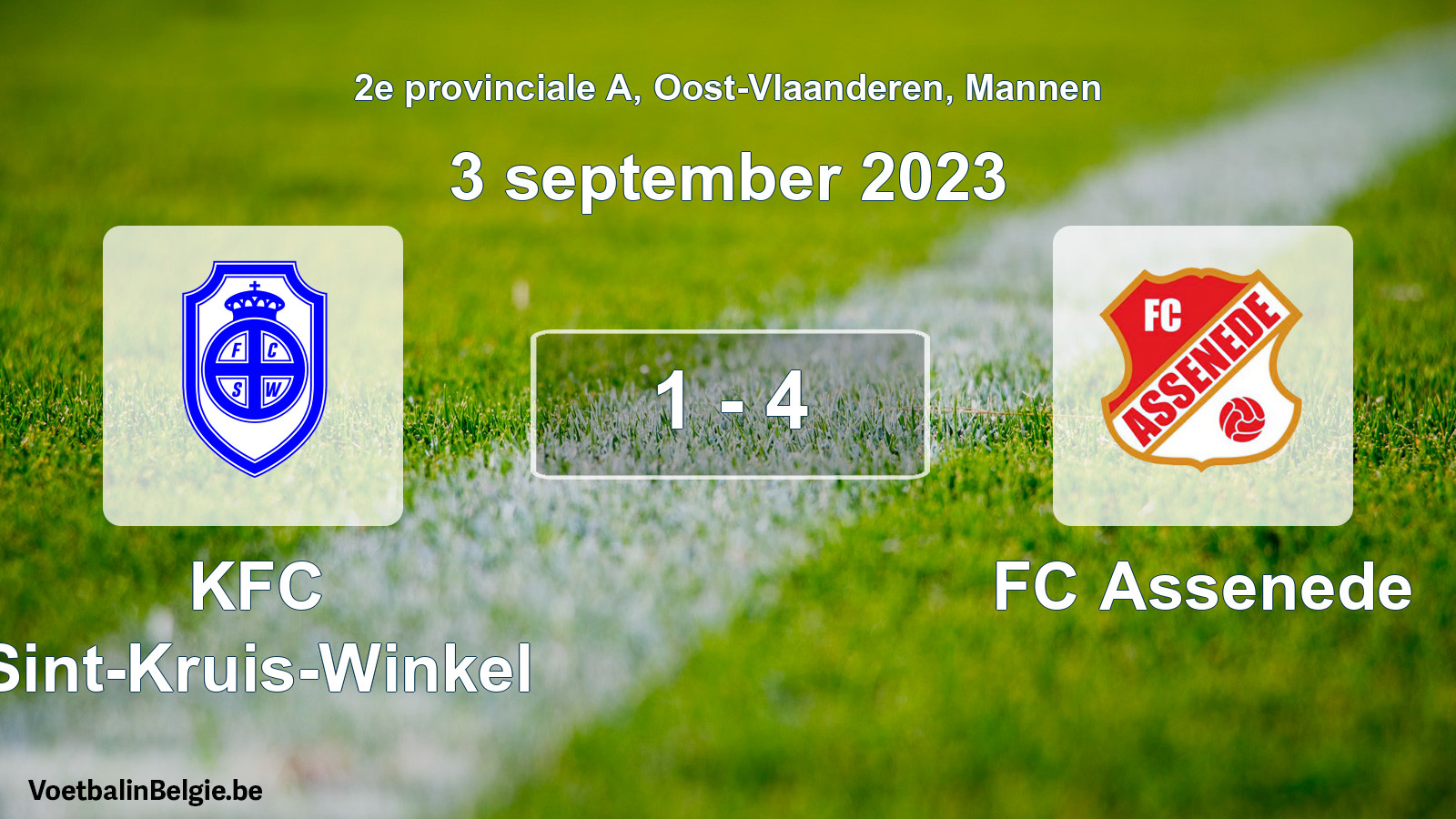 Gespeelde wedstrijd mannenvoetbal: KFC Sint-Kruis-Winkel - FC Assenede 1 - 4 (3 september 2023)