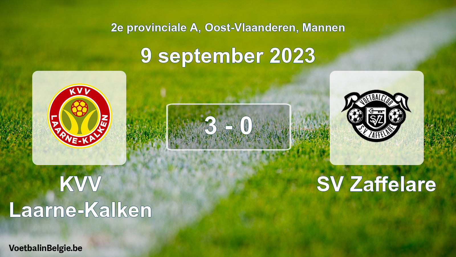 Played match men football: KVV Laarne-Kalken - SV Zaffelare 3 - 0 (9 September 2023)