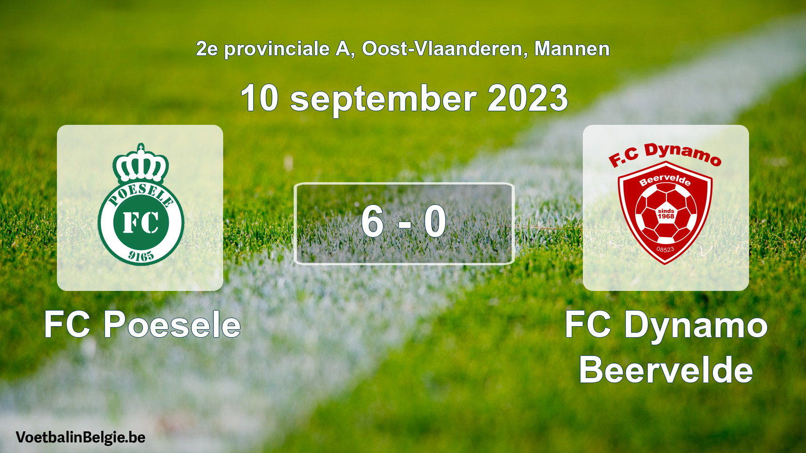 Gespeelde wedstrijd mannenvoetbal: FC Poesele - FC Dynamo Beervelde 6 - 0 (10 september 2023)