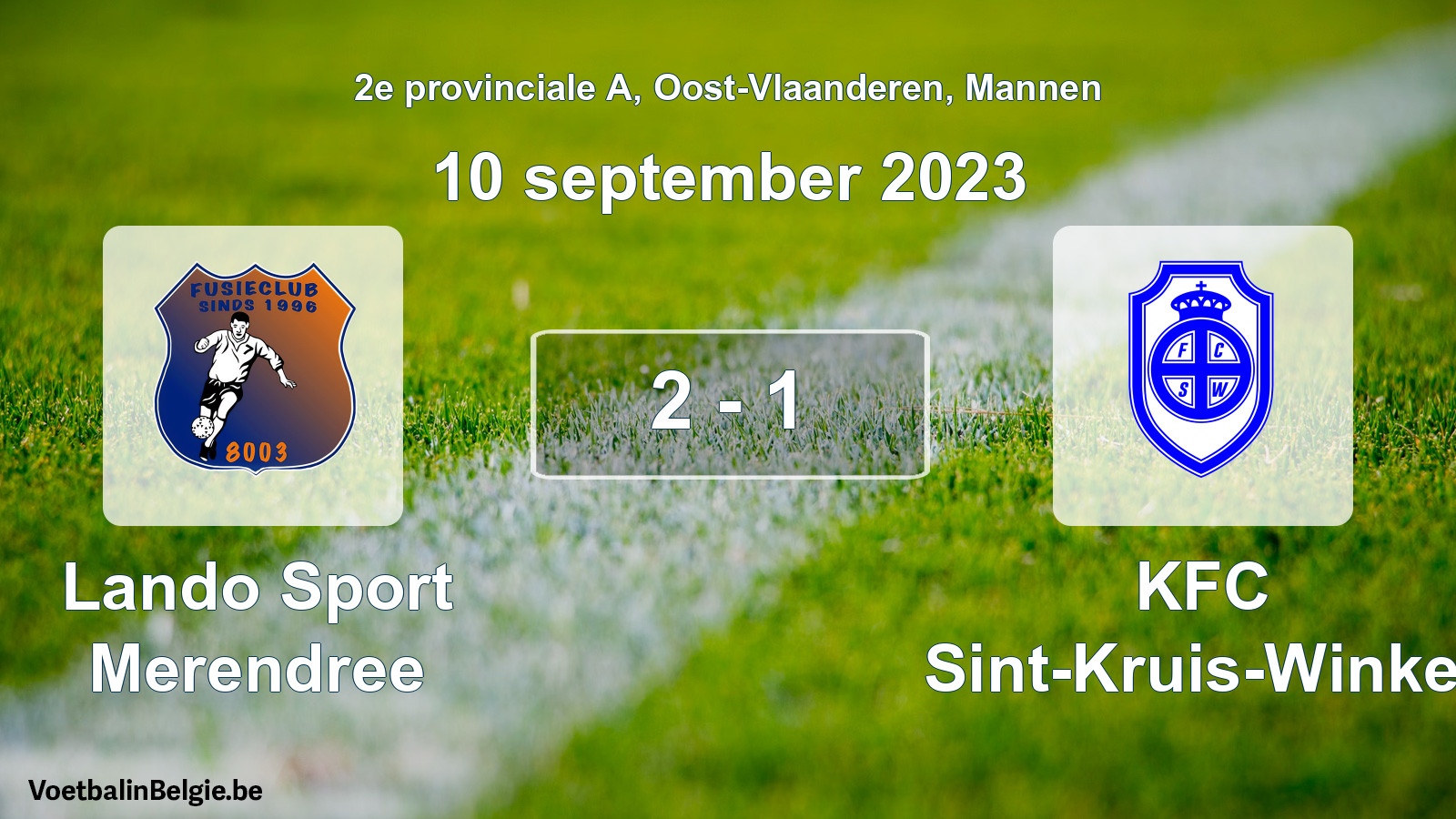 Gespeelde wedstrijd mannenvoetbal: Lando Sport Merendree - KFC Sint-Kruis-Winkel 2 - 1 (10 september 2023)