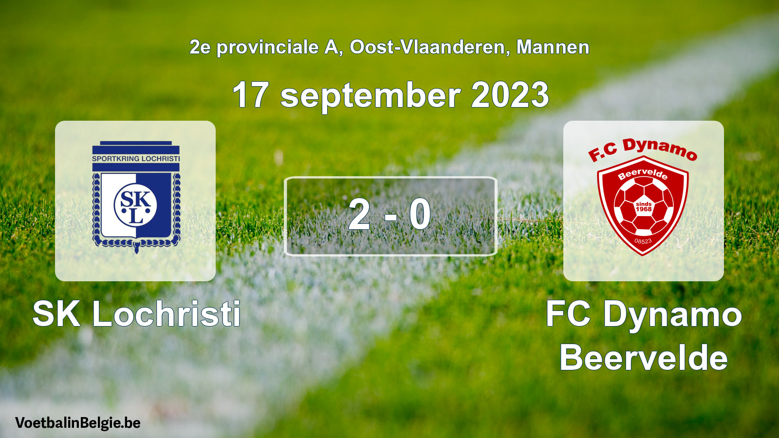 Gespeelde wedstrijd mannenvoetbal: SK Lochristi - FC Dynamo Beervelde 2 - 0 (17 september 2023)