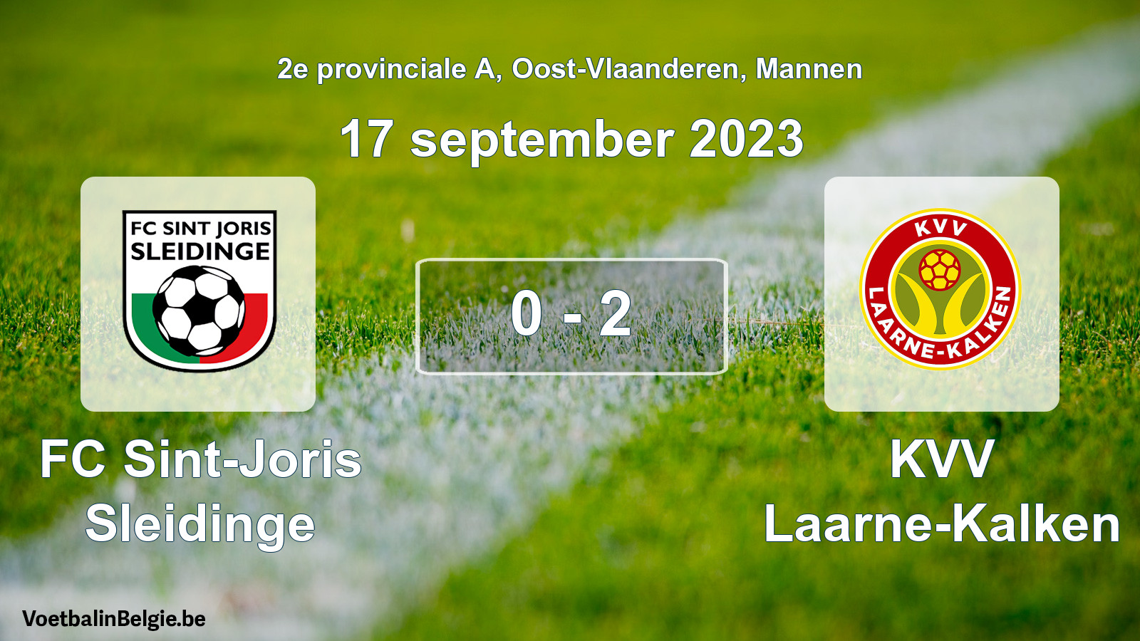 Gespeelde wedstrijd mannenvoetbal: FC Sint-Joris Sleidinge - KVV Laarne-Kalken 0 - 2 (17 september 2023)