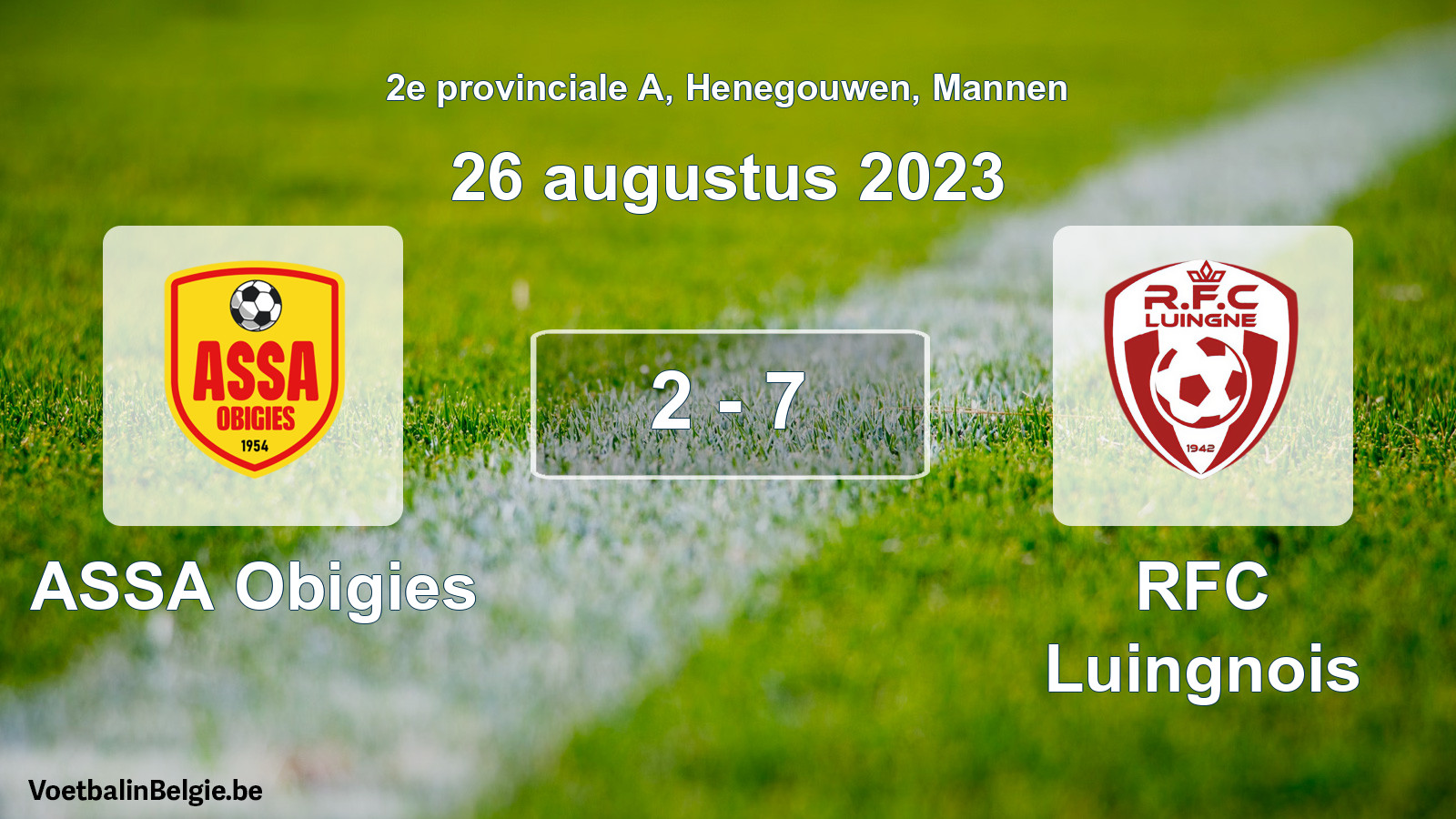 Played match men football: ASSA Obigies - RFC Luingnois 2 - 7 (26 August 2023)