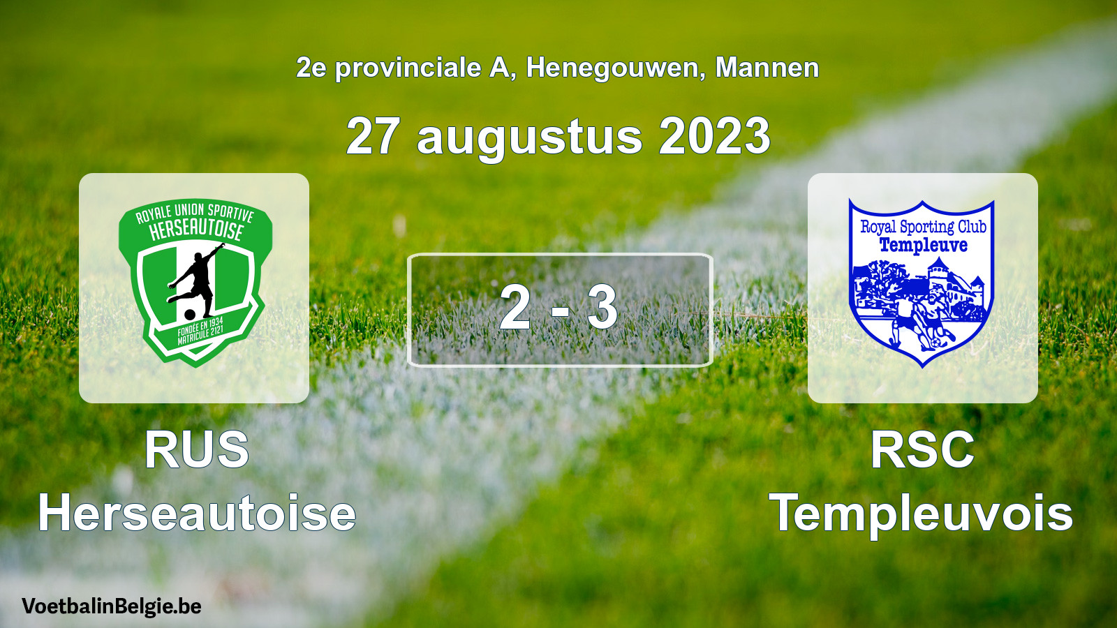 Gespeelde wedstrijd mannenvoetbal: RUS Herseautoise - RSC Templeuvois 2 - 3 (27 augustus 2023)