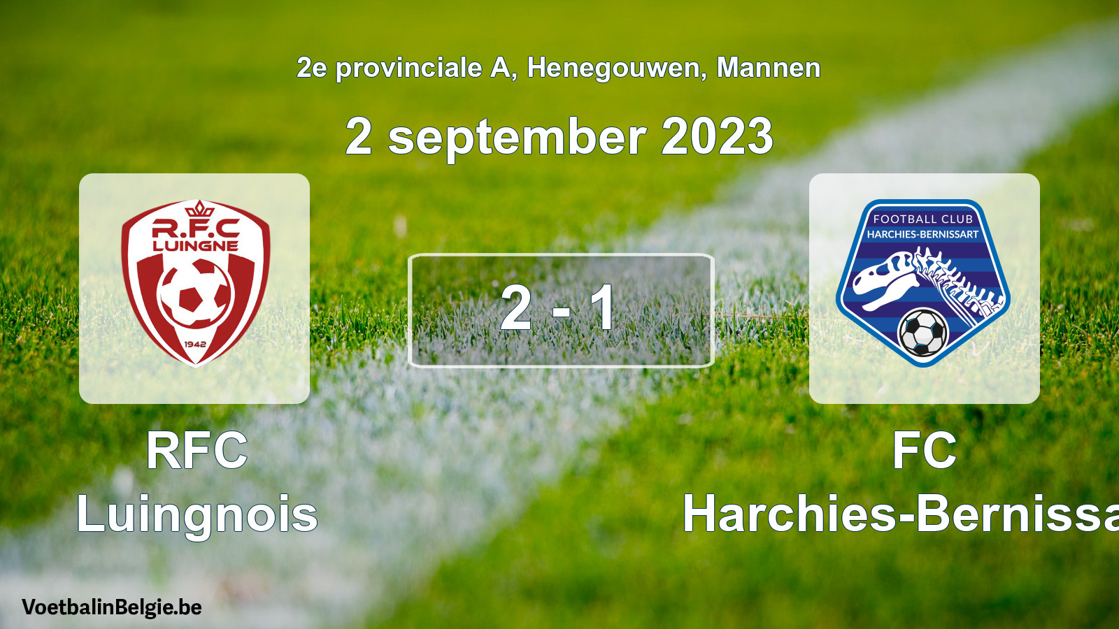 Gespeelde wedstrijd mannenvoetbal: RFC Luingnois - FC Harchies-Bernissart 2 - 1 (2 september 2023)