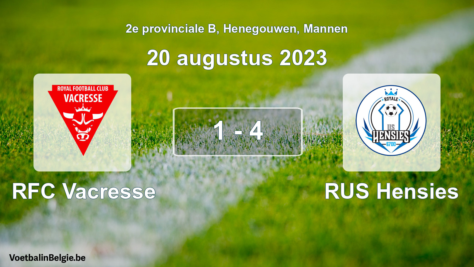 Gespeelde wedstrijd mannenvoetbal: RFC Vacresse - RUS Hensies 1 - 4 (20 augustus 2023)