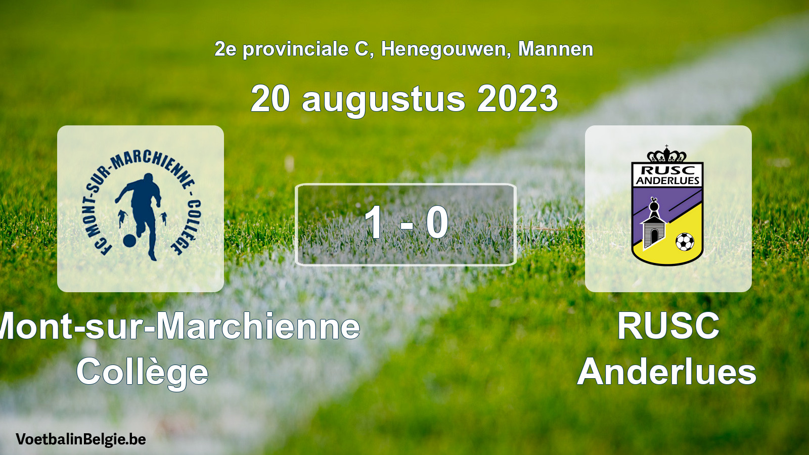 Gespeelde wedstrijd mannenvoetbal: FC Mont-sur-Marchienne Collège - RUSC Anderlues 1 - 0 (20 augustus 2023)