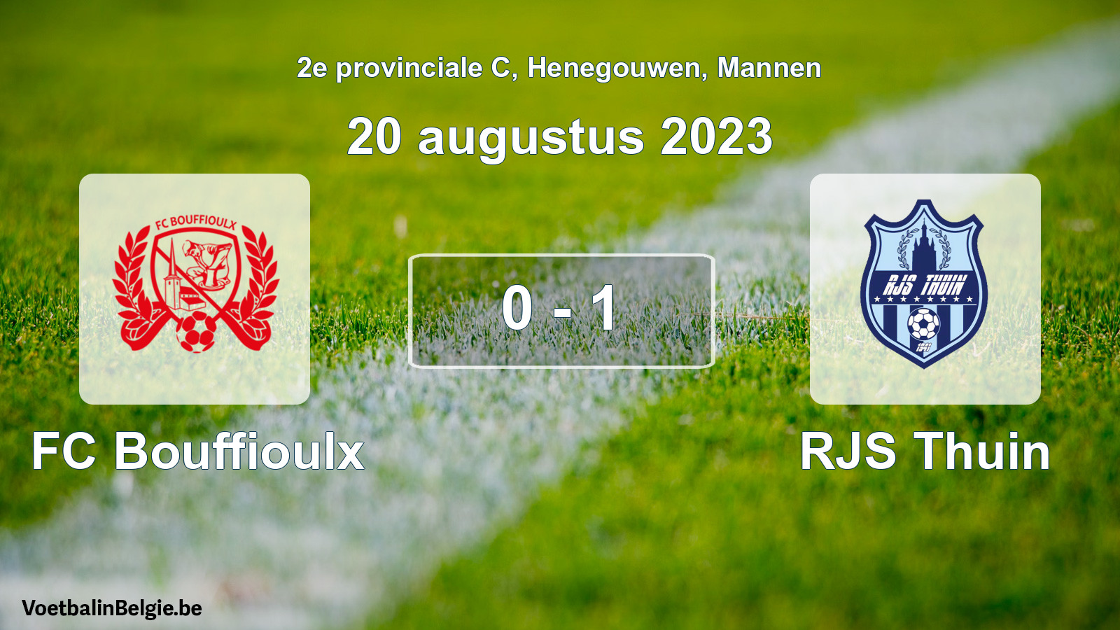 Gespeelde wedstrijd mannenvoetbal: FC Bouffioulx - RJS Thuin 0 - 1 (20 augustus 2023)