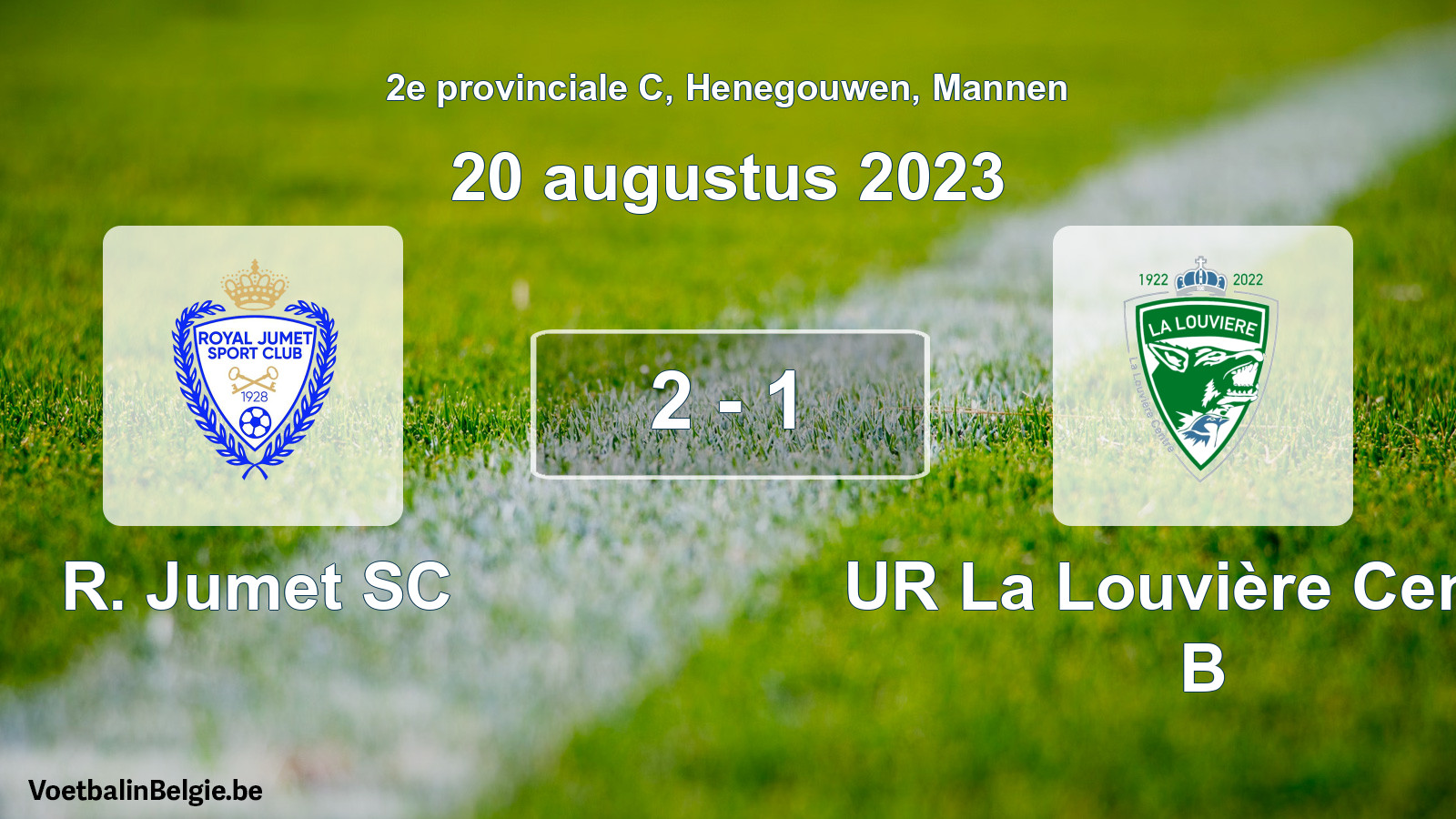 Gespeelde wedstrijd mannenvoetbal: R. Jumet SC - UR La Louvière Centre B 2 - 1 (20 augustus 2023)