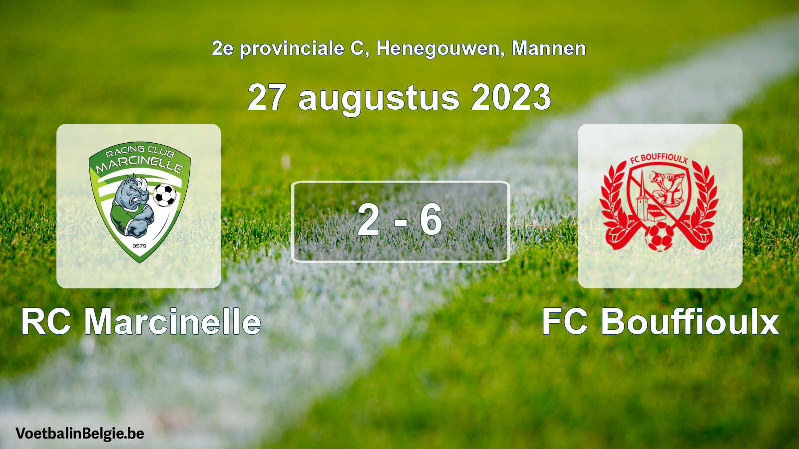 Gespeelde wedstrijd mannenvoetbal: RC Marcinelle - FC Bouffioulx 2 - 6 (27 augustus 2023)