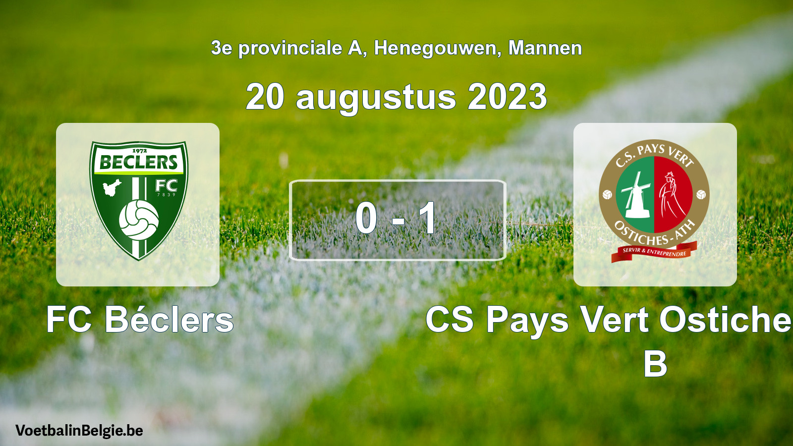 Gespeelde wedstrijd mannenvoetbal: FC Béclers - CS Pays Vert Ostiches-Ath B 0 - 1 (20 augustus 2023)