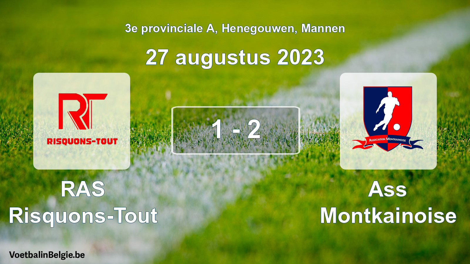 Gespeelde wedstrijd mannenvoetbal: RAS Risquons-Tout - Ass Montkainoise 1 - 2 (27 augustus 2023)