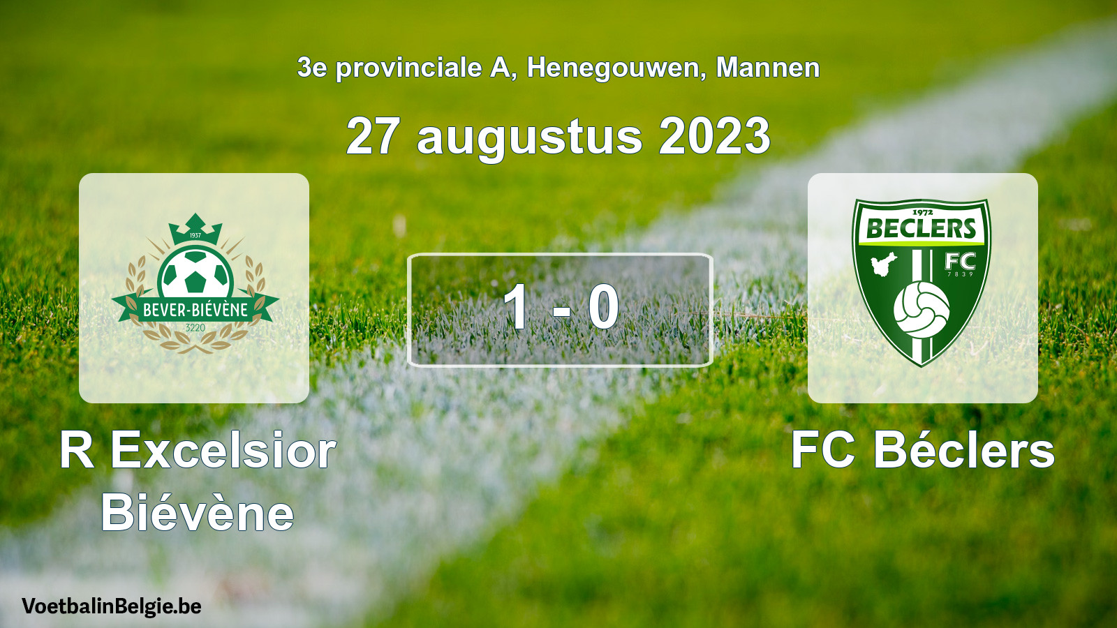 Gespeelde wedstrijd mannenvoetbal: R Excelsior Biévène - FC Béclers 1 - 0 (27 augustus 2023)