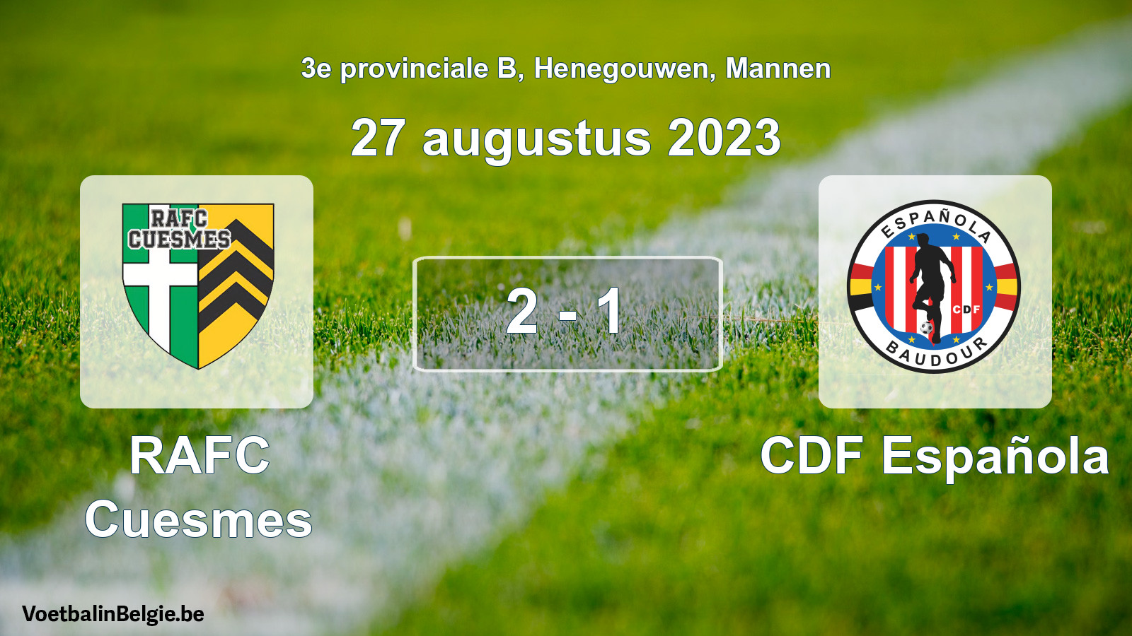 Gespeelde wedstrijd mannenvoetbal: RAFC Cuesmes - CDF Española 2 - 1 (27 augustus 2023)