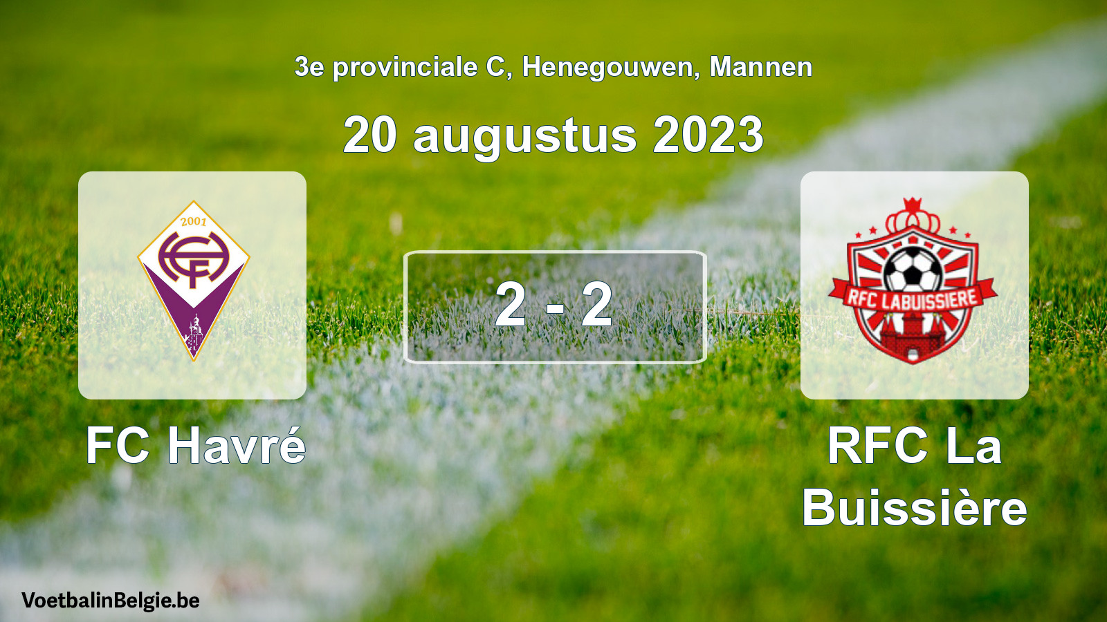 Gespeelde wedstrijd mannenvoetbal: FC Havré - RFC La Buissière 2 - 2 (20 augustus 2023)