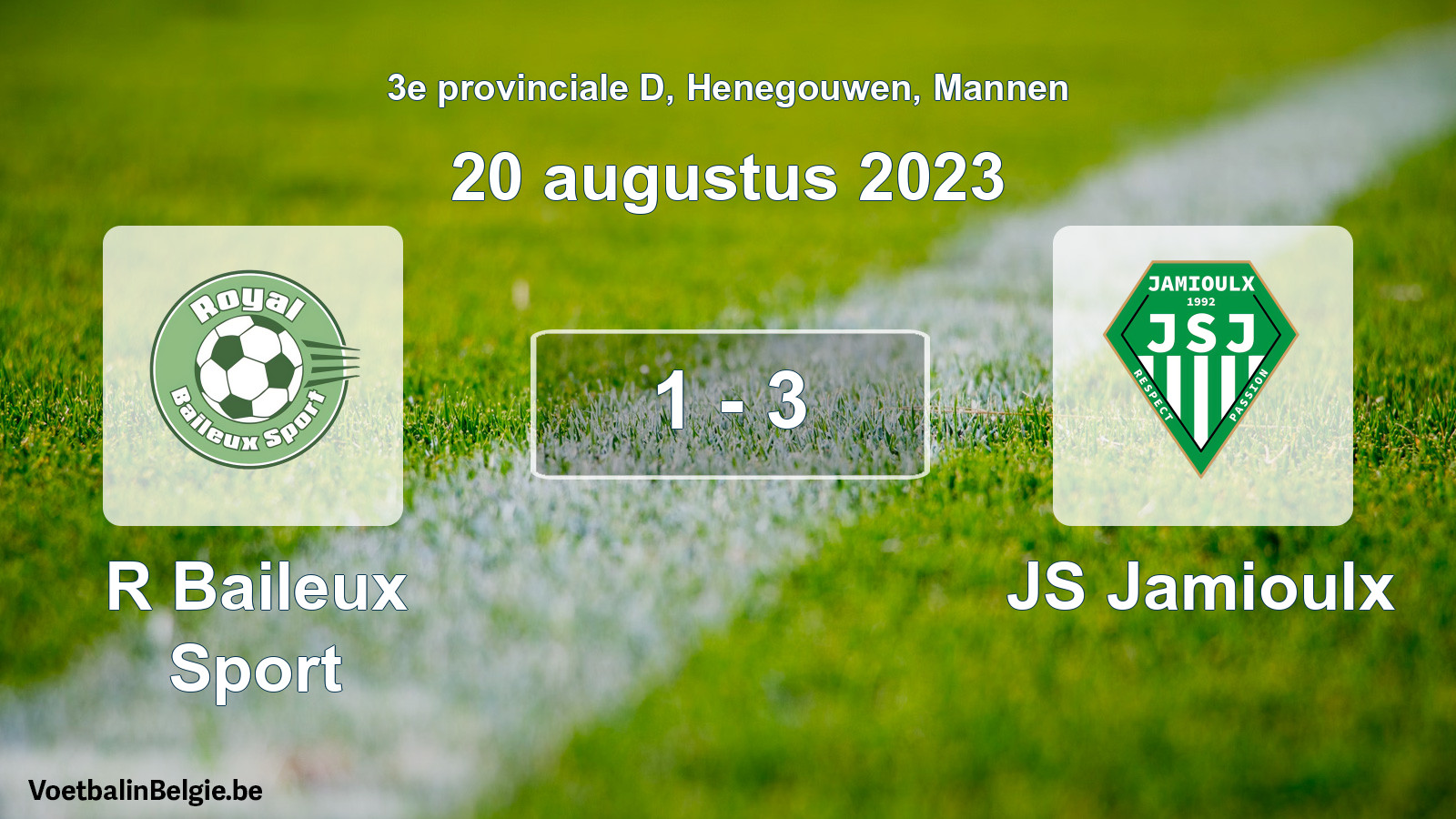 Gespeelde wedstrijd mannenvoetbal: R Baileux Sport - JS Jamioulx 1 - 3 (20 augustus 2023)