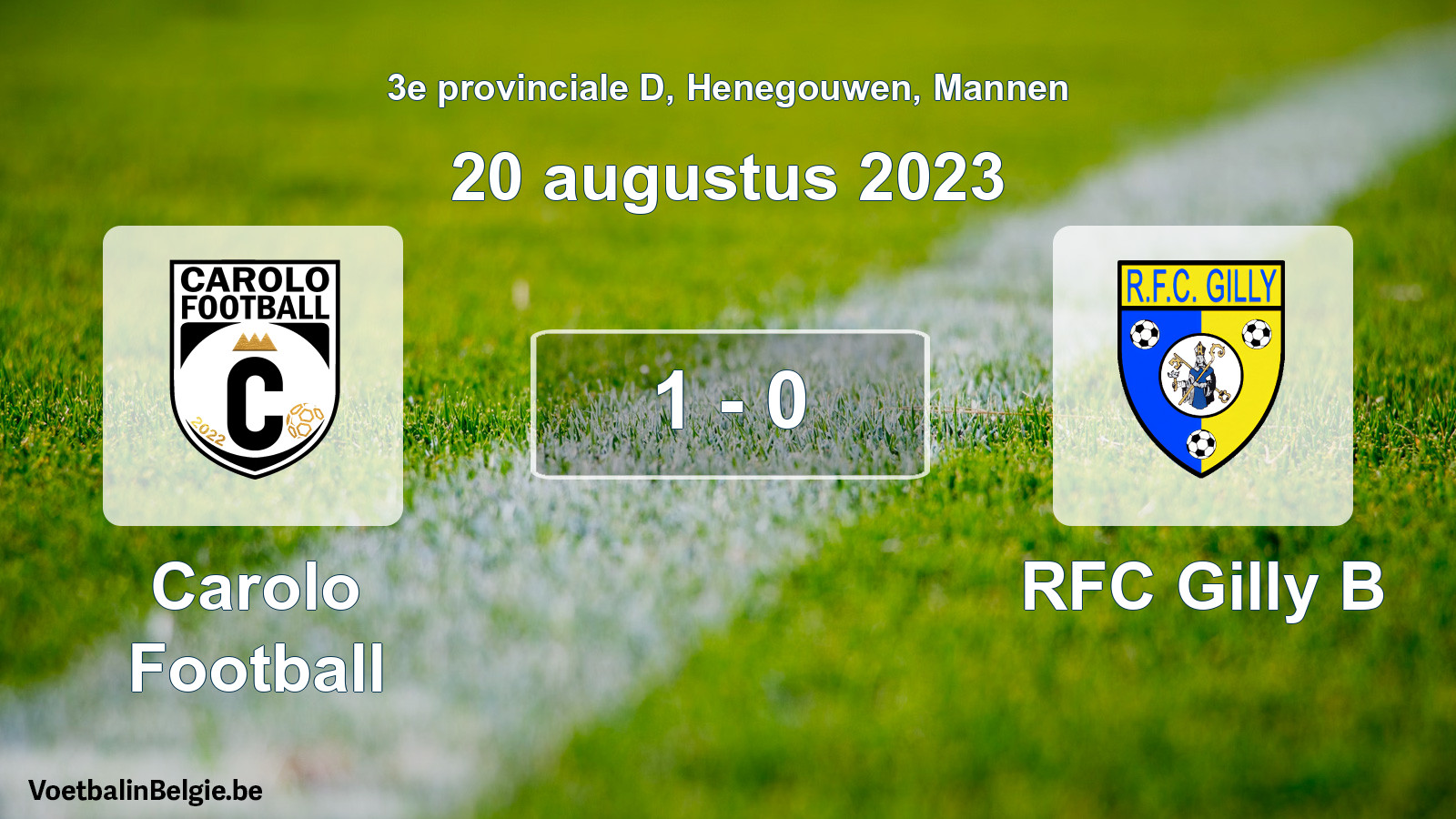 Gespeelde wedstrijd mannenvoetbal: Carolo Football - RFC Gilly B 1 - 0 (20 augustus 2023)