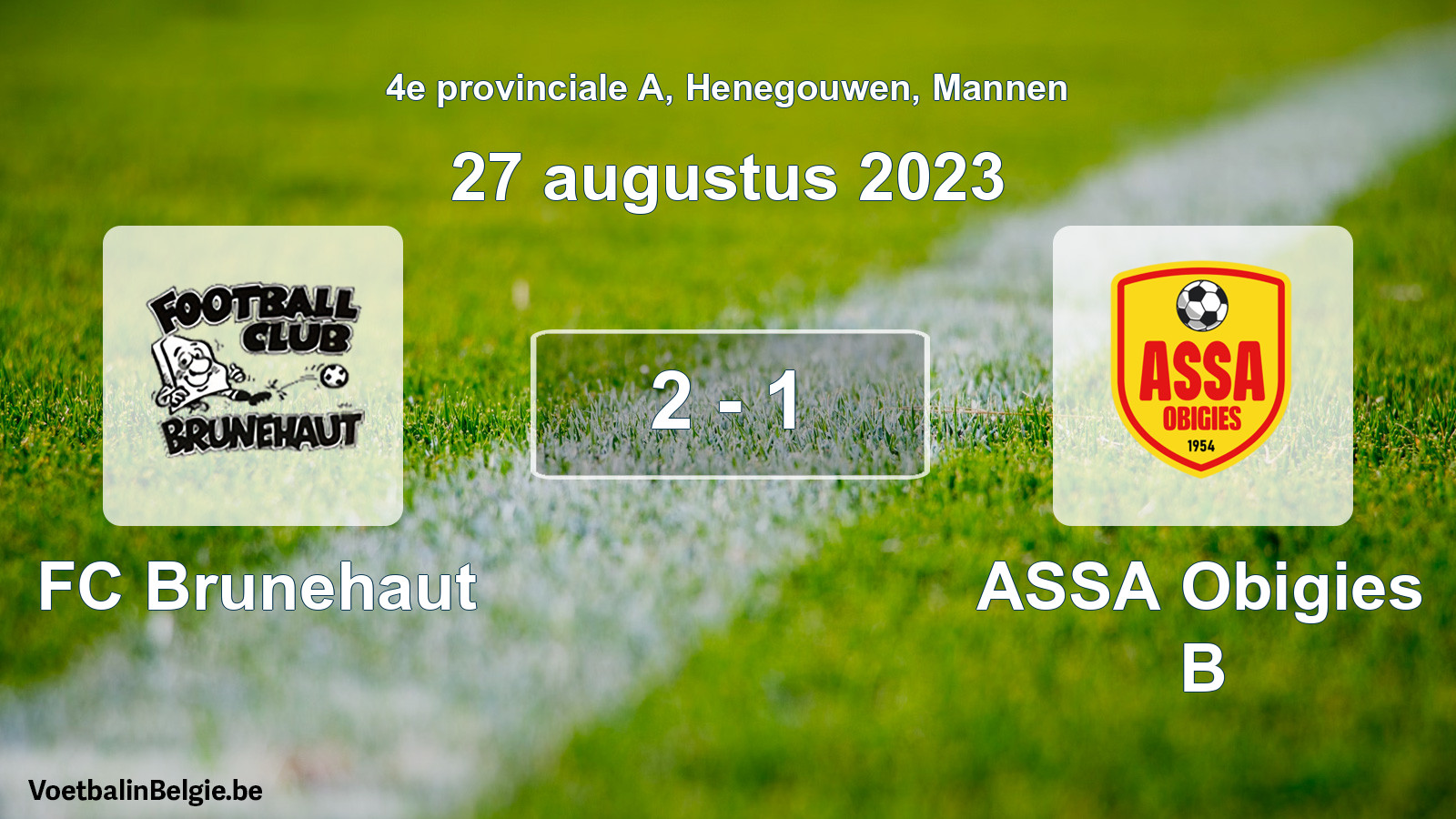 Gespeelde wedstrijd mannenvoetbal: FC Brunehaut - ASSA Obigies B 2 - 1 (27 augustus 2023)