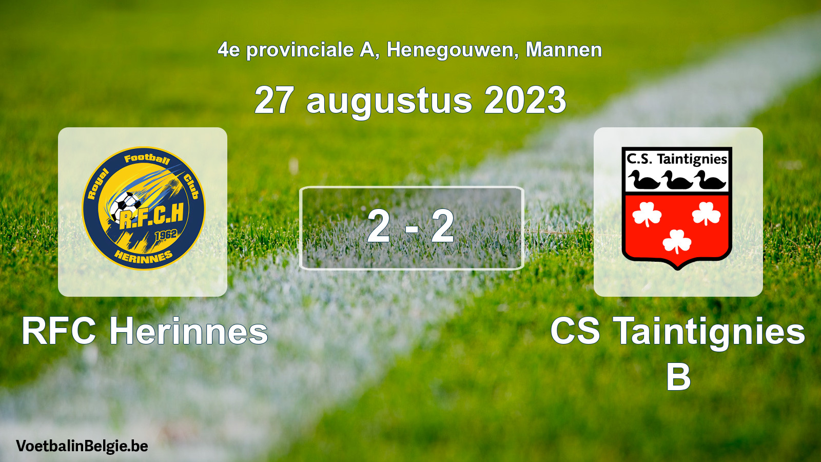 Gespeelde wedstrijd mannenvoetbal: RFC Herinnes - CS Taintignies B 2 - 2 (27 augustus 2023)