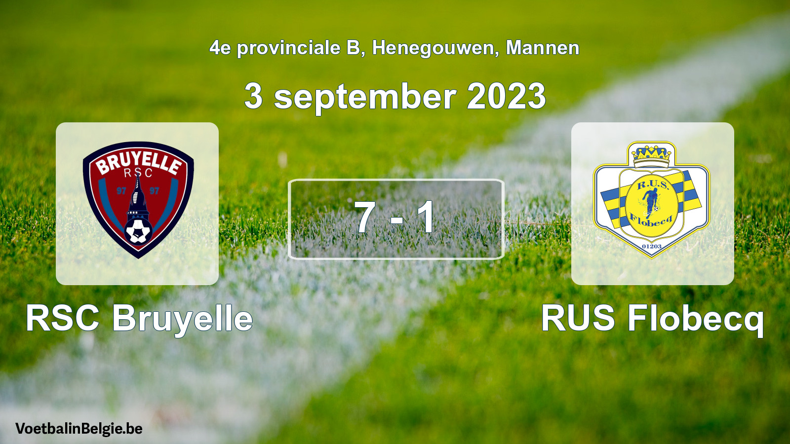Gespeelde wedstrijd mannenvoetbal: RSC Bruyelle - RUS Flobecq 7 - 1 (3 september 2023)